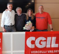 da sinistra: Valter Bossoni, Giorgio Airaudo (Segretario Generale CGIL Piemonte), Lara Danesino e Alessandro Triggianese